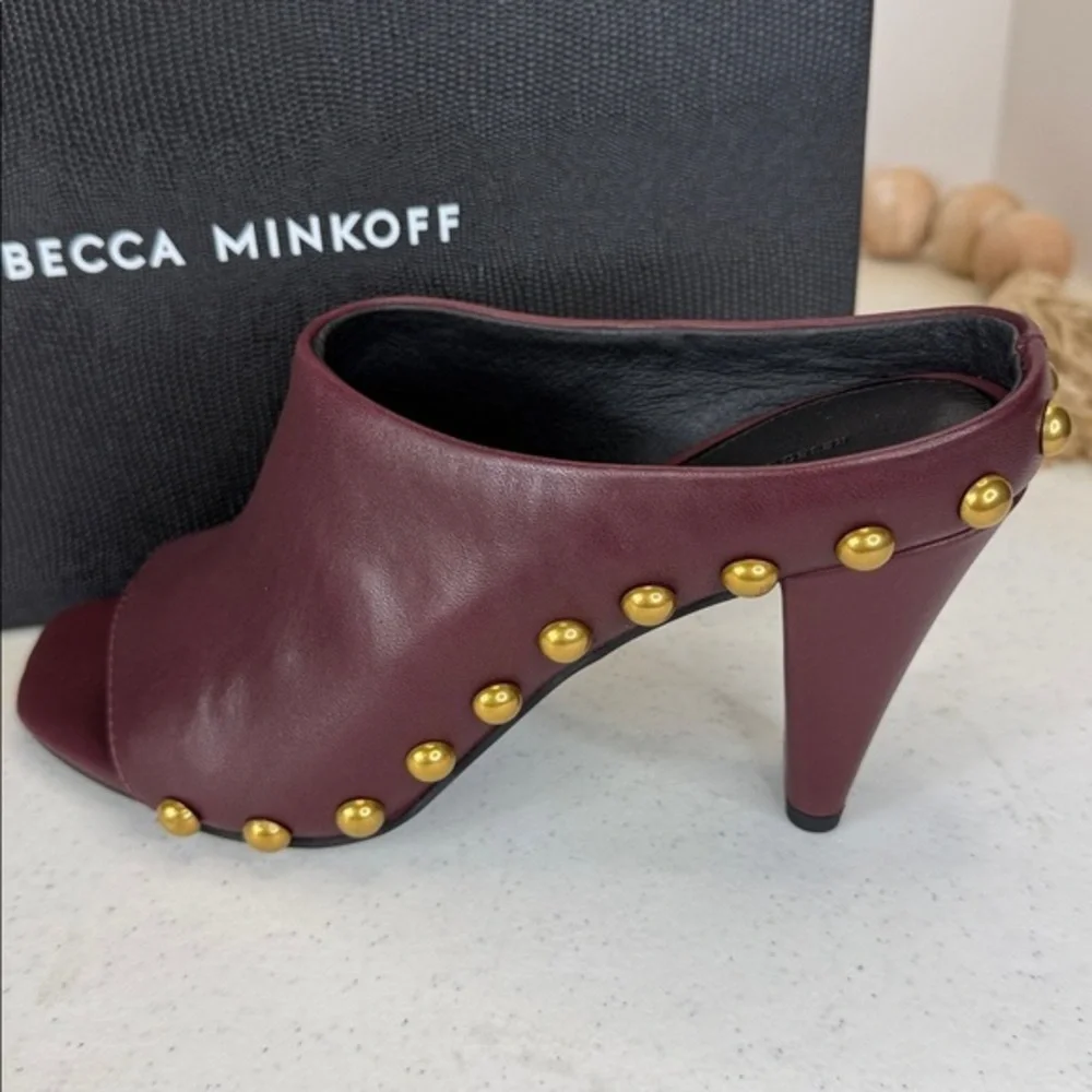 Rebecca Minkoff Milan Studded Mule Color Port/ Burgundy Sz‎ 7.5